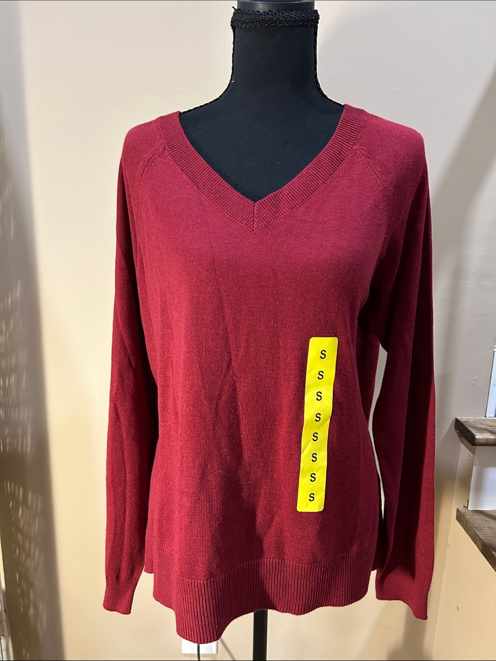 NWTS! Lucky Brand S  V-Neck Sweater in Deep Wine
